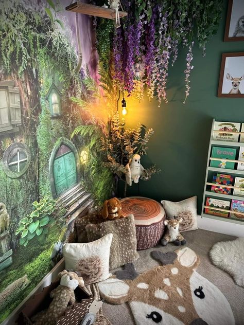 Girly Forest Room, Fairy Themed Room Forest Bedroom, Forest Girls Room, Enchanted Forest Kids Room, Enchanted Forest Bedroom Artwork, Maine Beach House, Forest Kids Room, Enchanted Forest Bedroom, Enchanted Forest Mural Kids Rooms