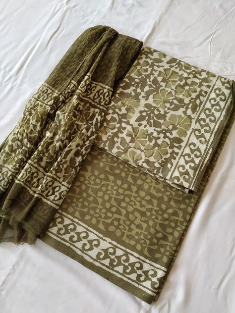 Dabu Print, Print Aesthetic, Pure Chiffon, Chiffon Dupatta, Hand Work, Suit Set, Green Color, Green Colors, Throw Blanket