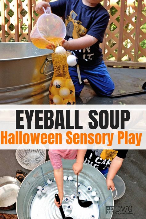 Halloween Sensory play for preschoolers. Water play for fall. Sensory bin for fall. #preschool #halloween #preschooler #sensoryplay #waterplay #fall #fallgames Halloween Provocations, Schoolers Crafts, Aba Crafts, Sensory Play For Preschoolers, Table Provocations, Sensory Halloween, Halloween Sensory Play, Eyfs Planning, Prek Halloween