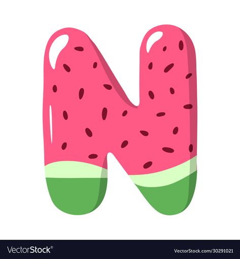 Watermelon Alphabet, Alphabet Sign, Candy Letters, Creative Alphabet, Alphabet Signs, Baby Print Art, Shapes Preschool, Persian Calligraphy, 2nd Birthday Party Themes