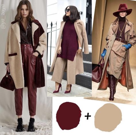 Burgundy Beige Outfit, Burgundy Color Combinations Outfits, Red And Brown Color Palette, Beige And Burgundy Outfit, Bordo Outfit, Brown And Burgundy Outfit, Burgundy And Brown Outfit, Burgundy Color Combinations, Soft Autumn Deep