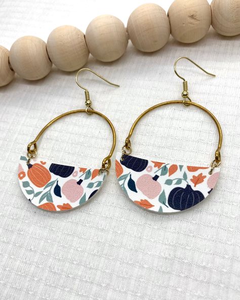 Cute Pumpkin Print with Brass Arch Earrings Pumpkin Basket, Arch Earrings, Valentines School, Fall Earrings, The Arch, Pumpkin Print, Half Circle, Engagement Cards, Cute Pumpkin