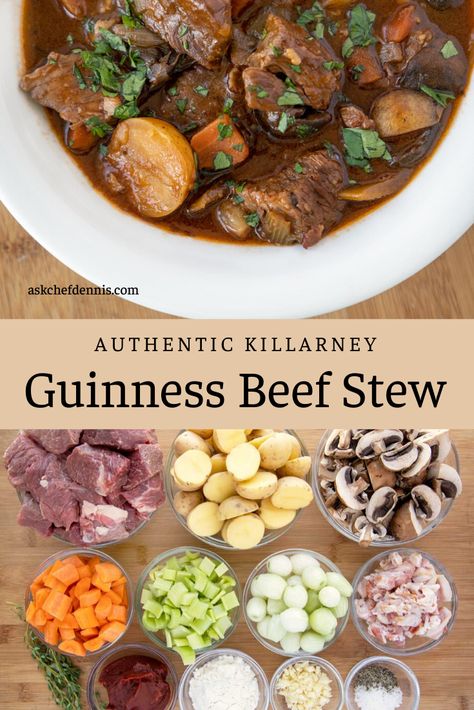 When it comes to comfort food nothing can beat Guinness Beef Stew. This amazingly flavorful and rich stew is an Irish classic that your family will love. #askchefdennis Beef Stew Crockpot Recipes, Stew Crockpot Recipes, Irish Stew Recipe, Crockpot Beef Stew, Guinness Beef Stew, Irish Beef Stew, Irish Desserts, Stew Beef, Crockpot Recipes Beef Stew