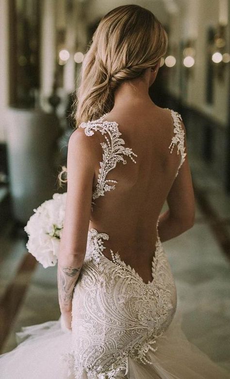 #Gorgeous #Tattoo Effect #Wedding #Dresses For #Beautiful #Bride Galia Lahav Wedding Dress, Backless Wedding, A Wedding Dress, Backless Wedding Dress, Beautiful Wedding Dresses, Dream Wedding Dresses, Wedding Attire, Mr Mrs, Dream Dress