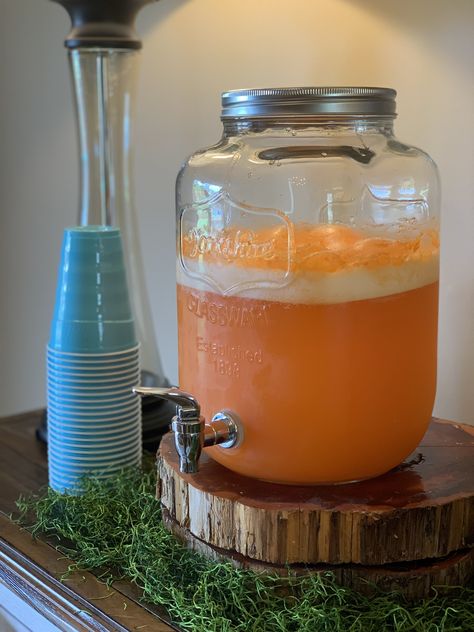 “Carrot Juice” - Peter Rabbit birthday party Peter Rabbit Birthday Food Ideas, Carrot Party, Peter Rabbit Food Ideas, Carrot Themed Party, Easter Birthday Party Ideas For Boys, Peter Rabbit Baby Shower Food, Peter Rabbit Tea Party, Peter Rabbit Party Food, Peter Rabbit Themed Baby Shower Ideas