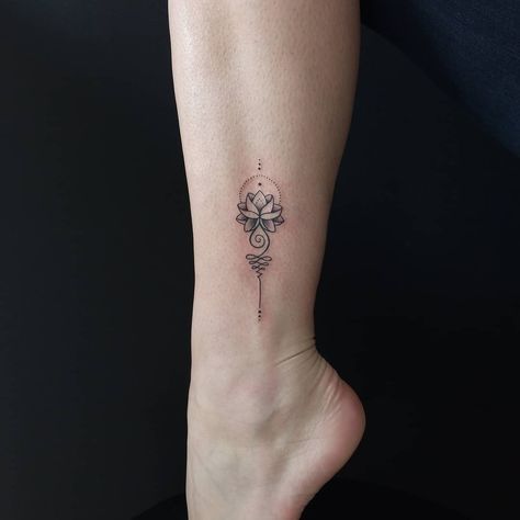 Unalome tattoo by ingabolotova #ingabolotova #unalome #buddhism #buddhist #symbol #minimal #small #lotus #flower #floral #ankle | May 6th 2021 | 1564944 Unalome Lotus, Unalome Tattoo, Explore Tattoo, Lotus Tattoo, Book Tattoo, Family Tattoos, Fine Line Tattoos, Line Tattoos, Image House