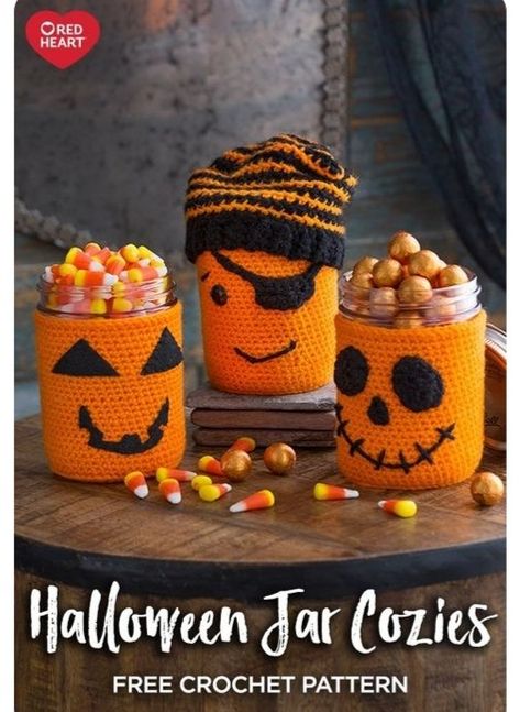 Crocheted Halloween, Halloween Amigurumi, Halloween Jars, Fall Crochet Patterns, Cozy Crochet Patterns, Halloween Crochet Patterns, Crochet Fall, Holiday Crochet, Crochet Pumpkin