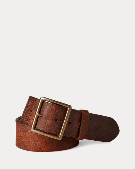 Distressed Leather Belt for Men | Ralph Lauren® NL Men's Shoes Accessories, Belt For Men, Suede Belt, Brass Buckle, Distressed Leather, Leather Belts, Ralph Lauren Men, Mens Belts, Casual Shirts For Men