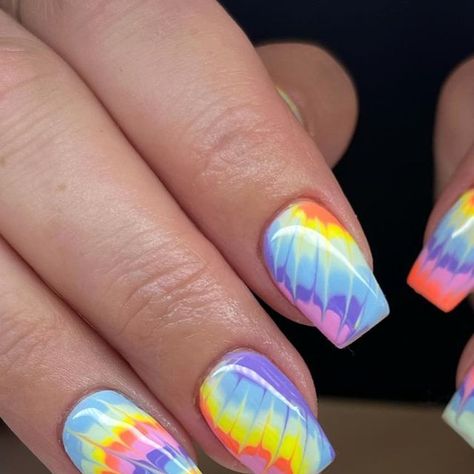 Natalie Walker ~ Nail Artist ~ Dali Creative on Instagram: "𝕋𝕚𝕖-𝕕𝕪𝕖 𝕓𝕒𝕒𝕒𝕓𝕪𝕪! We started off pastel with these… and landed in full blown summer! ✌🏼🙃 My client was reluctant leaving acrylic nails behind and moving over to gel… but I think we managed to put a smile on her face with this set 🙌🏻🙌🏻 #gelnails #gelpolish #naildesign #tyedyenails #tiedyenails #psychadelicnails #summernails #springnails #nailenvy #brightnails #rainbownails #nailart #nailinspo #nailinspiration #nailsart #nailsoftheday #nailsdesign #nailidea #nailstyle #nailtrends #nailitdaily #nailpro #nails2inspire #nails2022 #nailvideos #ontrend #beautytips #showscratch #nailartist #nailjunkie" Tye Dye Nail Art, Tie Dye Nails Tutorial, The Dye Nails, Tye Dye Nail Designs, Tie Dye Nail Designs, Tye Dye Nails, Turquoise Nails, Tie Dye Nails, Bright Nails