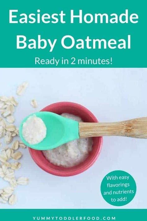 Make healthy baby oatmeal at home in less than 5 minutes and is endlessly versatile. You can use it as a first food for baby, then add flavors as baby grows! #babyoatmeal #babycereal #babyfoodideas #babyfood Homemade Baby Oatmeal, Baby Oatmeal Cereal, Baby Oatmeal, Food For Baby, Diy Baby Food, Toddler Breakfast, Baby Cereal, Peach Puree, Baby First Foods