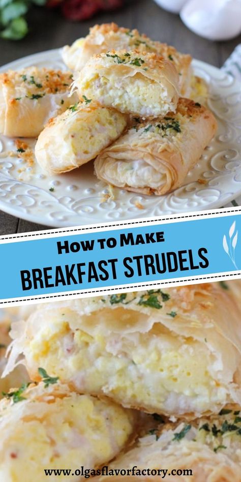 Savory Rolls, Phyllo Dough Recipes, Phyllo Recipes, Strudel Recipes, Fresh Breakfast, Frozen Breakfast, Baked Bacon, Bacon Breakfast, Phyllo Dough