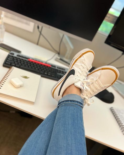 When you’re balancing work and life, sometimes you just need to kick back with some comfy sneaks and take a breather! #WorkingMom #OfficeLife #SneakerStyle Comment SHOP below to receive a DM with the link to shop this post on my LTK ⬇ https://liketk.it/4ML7y Nike // women’s Nike // workwear // work shoe // office shoes // casual outfit // teacher outfit #ltkfindsunder50 #ltksalealert #ltkshoecrush Nike Shoes Women Outfit Casual, Nike Court Legacy Next Nature, Professional Sneakers, Nike Court Legacy, New Balance Outfit, Work Shoe, Teacher Outfit, Office Shoes, Nike Shoes Women