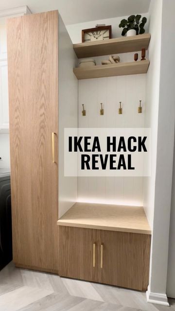 Ikea Hall, Ikea Custom, Ikea Laundry, Diy Kast, Ikea Laundry Room, Ikea Pax Hack, Garderobe Diy, Ikea Entryway, Armoire Entree