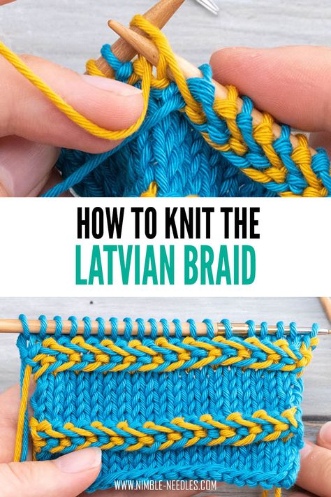 Latvian Braid Knitting, Latvian Braid, Advanced Knitting Techniques, Small Knitting Projects, Extreme Knitting, Knitting Hacks, Knitting For Charity, Knitting Help, Knitting Stitches Tutorial