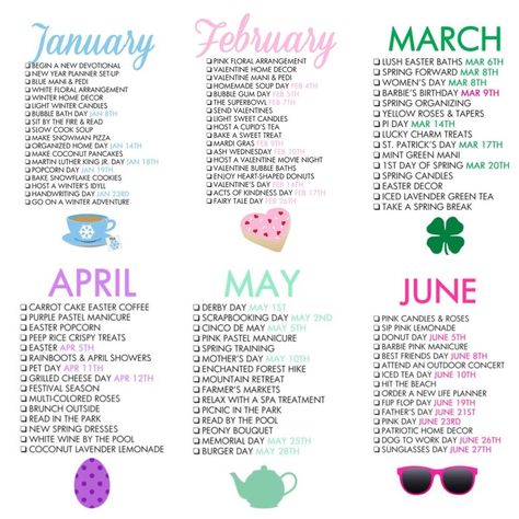 May Ideas Month Of, Things To Do Once A Month, Month Date Ideas, January Date Ideas, Hosting Ideas For Each Month, Monthly Bucket List, Monthly Ideas, Monthly Celebration, Life Planner Organization