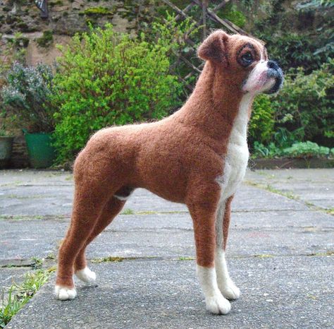 Boxer dog commission - needle felted - S.Shaw Needle Felted Dog Tutorial How To Make, Felted German Shepherd, Needle Felted Sausage Dog, Needle Felted Boxer Dog, Boxer Dog Stuffed Animal, Needle Felted Dog, Boxer (dog), Felt Dogs, Boxer Dogs