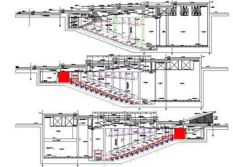 Auditorium Section CAD Drawing; the architecture building side section drawing includes seating arrangement and wall detail in AutoCAD format. download DWG file of auditorium project with all dimensions and description detail. Auditorium Section, Auditorium Architecture, Wall Detail, Auditorium Seating, Section Drawing, Conference Hall, Architecture Sketchbook, Building Section, Cad Blocks