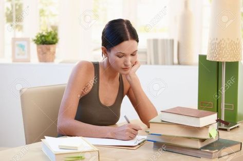 Person Writing Drawing Reference, Studying At Home, Desk Reference, Sitting At Desk, Studying Girl, Sitting Pose Reference, Person Drawing, Desk Writing, Reference Art