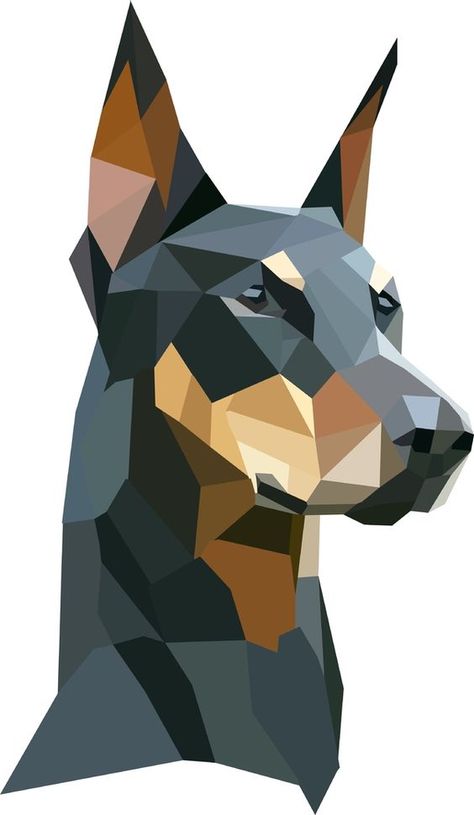 Lowpoly Art, Geometric Art Animal, Wpap Art, Doberman Dog, Polygon Art, 강아지 그림, Geometric Drawing, Low Poly Art, Illustration Art Girl