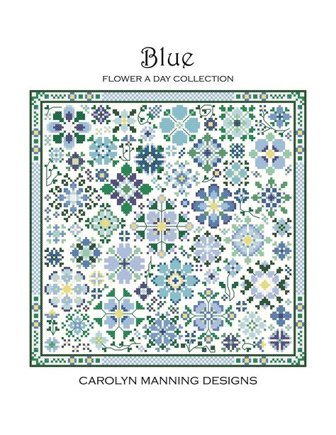 Blue Carolyn Manning Designs, Motifs Blackwork, Cross Stitch Sampler Patterns, Cross Stitch Cushion, Blackwork Patterns, Needlework Shops, Stitch Book, Cross Stitch Borders, Floral Cross Stitch