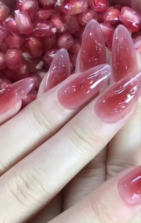 Jelly Gel Nails, Pink Jelly Nails, Gel Nails Long, Asian Nails, Strawberry Pink, Jelly Nails, Nails 2024, Nails Long, Perfect Nails