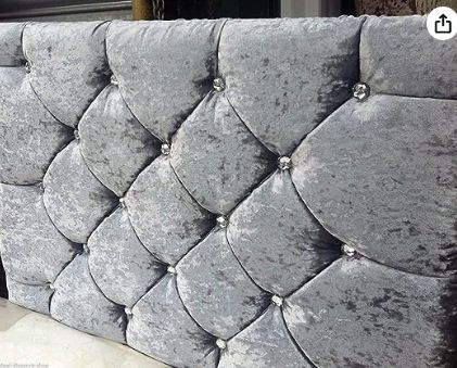 Elegant Beds MARKET STYLE Headboard in Crushed Velvet WITH DIAMONDS Cheapest (4FT6 Double, Slate Grey) Grey Velvet Headboard, Crushed Velvet Headboard, Future Farmhouse, Chesterfield Bed, Bed Wrap, Snow Animals, Crushed Diamonds, Future Games, Velvet Headboard