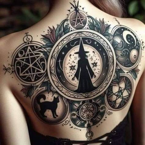 Tattoo Dos, Witchy Tattoos, Witchcraft Tattoos, Pagan Tattoo, Wiccan Tattoos, Occult Tattoo, Wicked Tattoos, Witch Tattoo, Intricate Tattoo