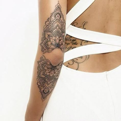 21 Spiritual Protection Tattoo Ideas You'll LOVE - Spirithandbook Protection Tattoo Ideas, Above Elbow Tattoo, Tato Mandala, Mandela Tattoo, Ornamental Tattoos, Protection Tattoo, Boho Tattoos, Elbow Tattoos, Leg Tattoos Women