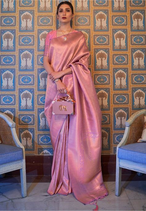 Baby Pink Saree, Trendy Saree, Traditional Silk Saree, Party Sarees, Desi Clothes, Lehenga Collection, Wedding Saree Indian, Saree Models, Art Silk Sarees