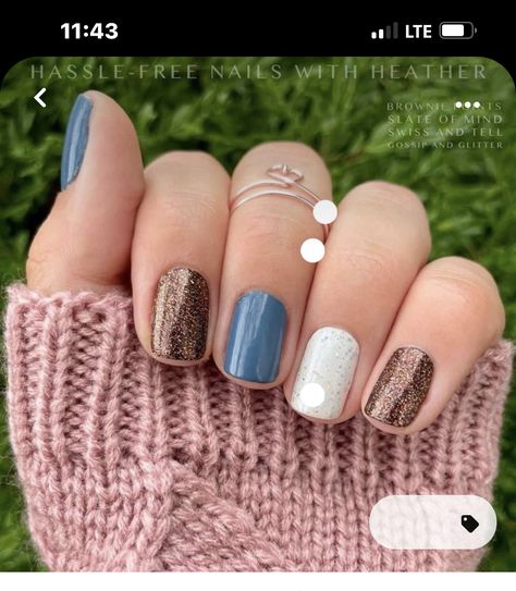 Colorstreet Combos, Brown Nail Art, Mani Ideas, Nail Color Combos, Nail Polish Nail Art, Mixed Mani, Baby Blue Nails, Hello Nails, Diy Nail Designs