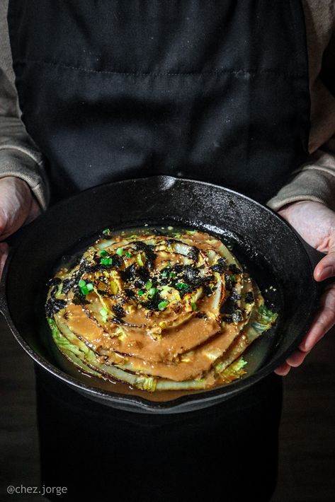 Seared Napa Cabbage with Miso Butter Miso Butter Cabbage, Nappa Cabbage Recipes, Miso Cabbage, Chez Jorge, Asian Sides, Napa Cabbage Recipes, Zen Kitchen, Cabbage Vegetable, Cabbage Steaks