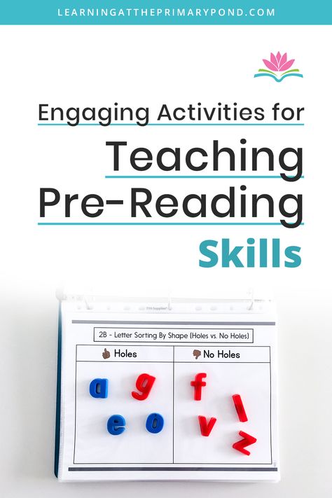 Do you know what pre-reading skills are most important to begin working on in Kindergarten? Read about them in this blog! Pre Reading Skills Activities, Pre Reading Activities Preschool, Pre Reading Skills, Prek Reading, Reading Skills Activities, Letter Sorting, Phonics Reading Passages, Print Awareness, Pre Reading Activities