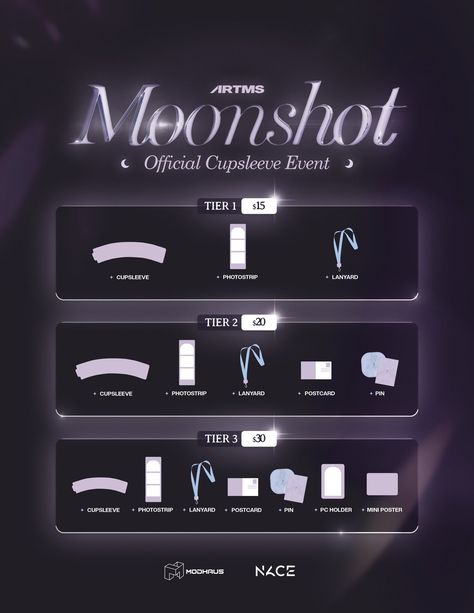 ARTMS Moonshot official cupsleeve event poster Kpop Event Poster, Cupsleeve Event Poster, Cupsleeve Events, Event Poster