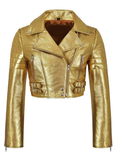 PRICES MAY VARY. Leather Imported Zipper closure Dry Clean Only Metallic Crop Jacket Features: Lapel Collar, Short Body, 2 Zipper Pockets, Zipper Cuffs & Viscose Inner Lining Make sure you check our size chart at the end of the images section and place your order according to it. We have a proper quality control department. All the jackets are checked 2-3 times before we ship them to make sure the buyer gets the accurate item. Customer satisfaction is our only priority. We promise to deliver the Lambskin Jacket, Studded Leather Jacket, Metallic Shorts, Mens Leather Pants, Real Leather Bags, Studded Jacket, Cropped Leather Jacket, Leather Motorcycle Jacket, Leather Jackets Women