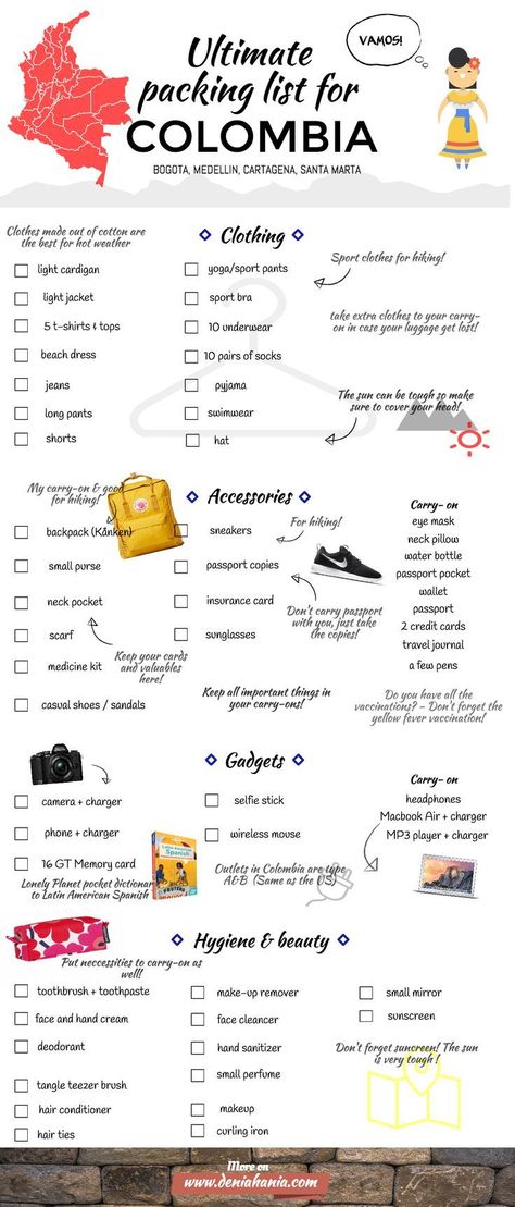 Weekend Packing List, Vacation Prep, Travel Colombia, Trip To Colombia, Ultimate Packing List, Road Trip Packing, Colombia Travel, Packing Lists, Cali Colombia