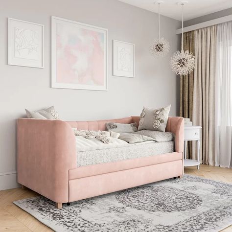 Idea Bilik Tidur, Kids Daybed, Pop Up Trundle, Daybed Room, Trundle Mattress, Twin Daybed With Trundle, Twin Daybed, Pink Couch, Hiasan Bilik Tidur