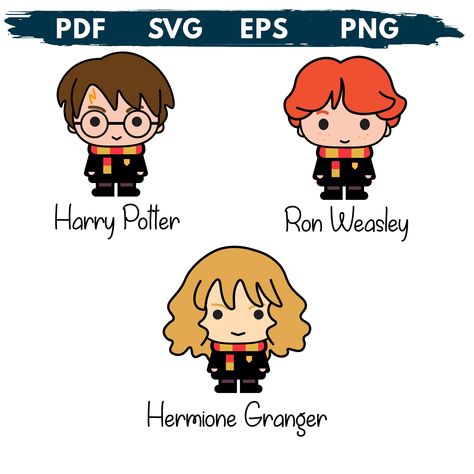 Cute Harry Potter Stickers, Harry Potter Cute Stickers, Chibi Harry Potter, Chibi Harry Potter Characters, Cartoon Hermione Granger, Harry Potter Ron Weasley, Ron Weasley Hermione Granger, Harry Potter Ron, Personal Website