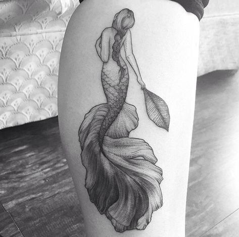 Mermaid by evedoestattoos on Instagram Mermaid Scales Tattoo, Best Cover Up Tattoos, Tattoos Photo, Mermaid Tattoo Designs, Ideas For Painting, Aquarius Tattoo, Pisces Tattoos, Special Tattoos, Fantasy Tattoos