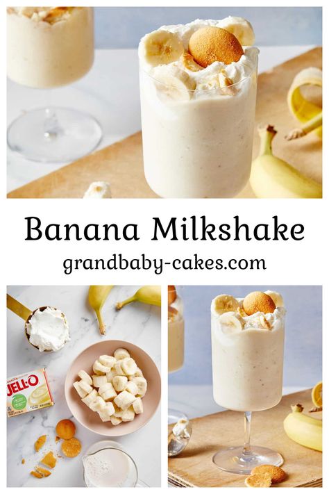 Banana Pudding Shake Recipe, Banana Pudding Shake, Pudding Milkshake, Banana Pudding Milkshake, Banana Pudding Smoothie, Banana Milkshake Recipe, Grandbaby Cakes, Alcoholic Punch Recipes, Creami Recipes