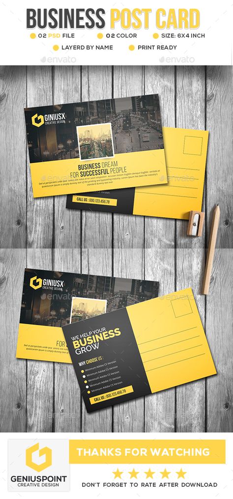 Business Postcard Template PSD Business Post Card Design, Postcard Graphic Design, Business Postcard Design, Postcard Design Inspiration, Business Postcard, Postcard Layout, Conference Branding, Promotion Card, Business Postcards