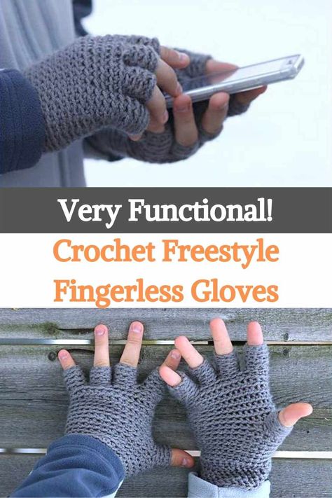 Crochet Mens Fingerless Gloves, Crochet Mittens For Men, Mens Fingerless Gloves Crochet Free Pattern, Functional Crochet, Crochet Fingerless Gloves Free Pattern, Gloves Crochet, Finger Crochet, Crochet Men, Glove Pattern