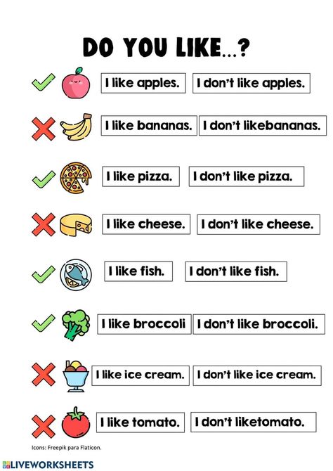 What Is Different Worksheet Activities, Like And Don't Like Activities, I Like I Don't Like Worksheets For Kids, I Can Worksheet For Kids, What Is This Worksheet, Like Don't Like Worksheet, Pre Kg Activities, Food Activity For Kids, Food Worksheets For Kids