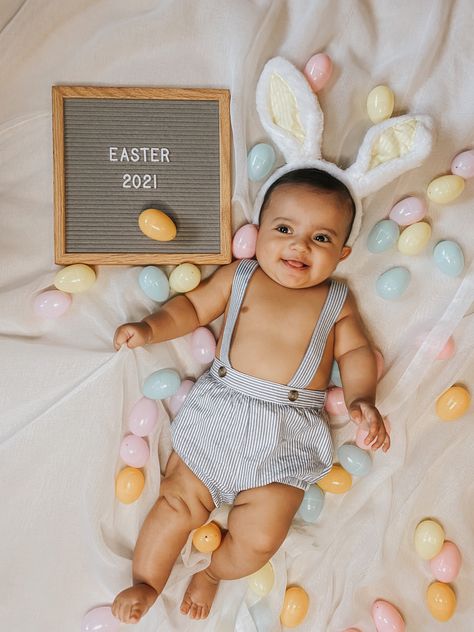 Boy Easter Pictures, 1st Easter Photoshoot, Easter Baby Pics, First Easter Pictures, Easter Baby Photoshoot, Baby Boy Easter Pictures, Newborn Easter Basket, Baby Easter Pictures, Easter Baby Photos