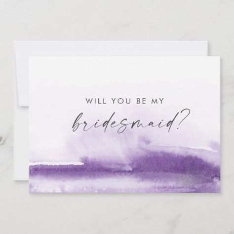 Modern Watercolor Purple Bridesmaid Proposal Card for $2.92 - Bridesmaid Card Bridesmaid Proposal Simple, Proposal Simple, Ways To Ask Bridesmaids, Bridesmaid Ask, Typography Creative, Bridesmaids Proposal, Modern Bridesmaid, Purple Bridesmaid, Bridesmaid Proposal Card