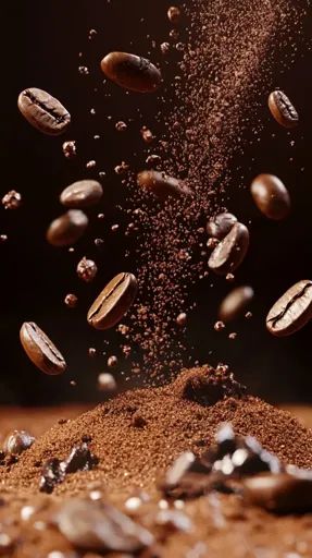 ↑↑↑ Larger size on website 🔸 The image showcases a close-up of coffee beans and ground coffee. Coffee beans are scattered in the Ground Coffee, Coffee Coffee, Freshly Ground, Coffee Grounds, Coffee Beans, Close Up, Motion, Coffee