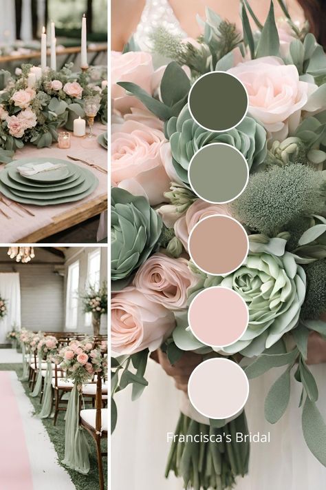 Wedding Color Palette Ideas, Sage Green Wedding Colors, Wedding Theme Color Schemes, Spring Wedding Color Palette, Pink Wedding Colors, Wedding Themes Spring, Wedding Color Pallet, Fall Wedding Color Palette, تصميم الطاولة