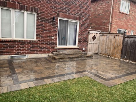 Small Backyard Interlocking Ideas, Interlocking Patio Tiles Outdoor, Interlock Patio Backyard, Patio Blocks, Decking Options, Small Patio Decor, Building A Patio, Modern Patio Design, Backyard Layout