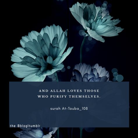 and Allah loves those who purify themselves. Surah At Tauba-108 Quran Sayings, Islamic Notes, Trust The Lord, Quran Ayat, Islamic Post, Allah Love, Allah Quotes, Prayer Board, Islamic Inspirational Quotes