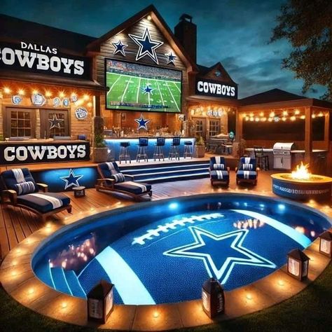 Cowboy Living Room, Patio Floor Ideas, Cowboy Pool, Cowboy Room, Dallas Cowboys Decor, Patio Floor, Cowboys Nation, Dallas Cowboy, Patio Flooring