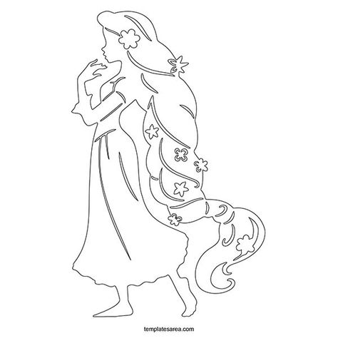 Printable Tangled Rapunzel Outline Template: Free Download Character Outline, Outline Template, Tangled Rapunzel, Beautiful Lines, Templates Free Download, Xmas Ornaments, Iconic Characters, Have Some Fun, Rapunzel